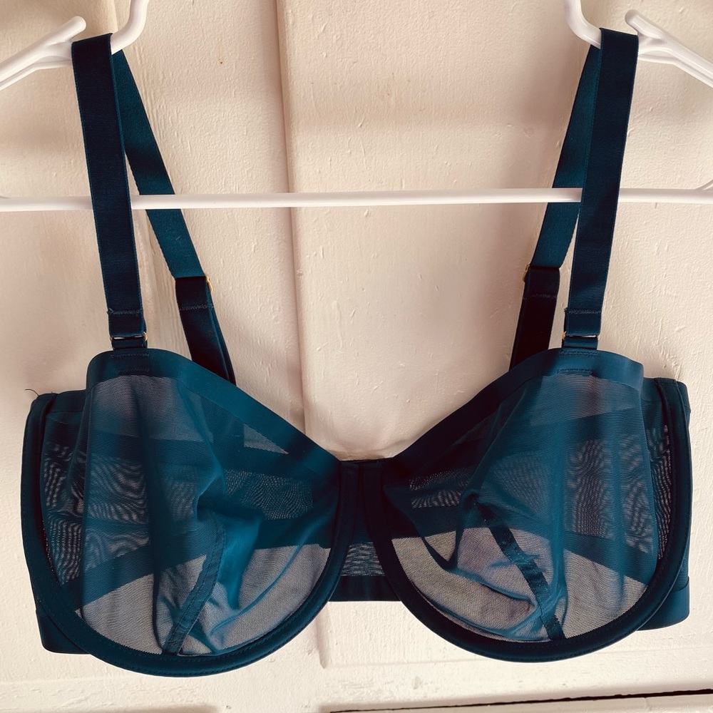 CUUP Balconette Sheer Underwire Balcony Bra in Teal 36F